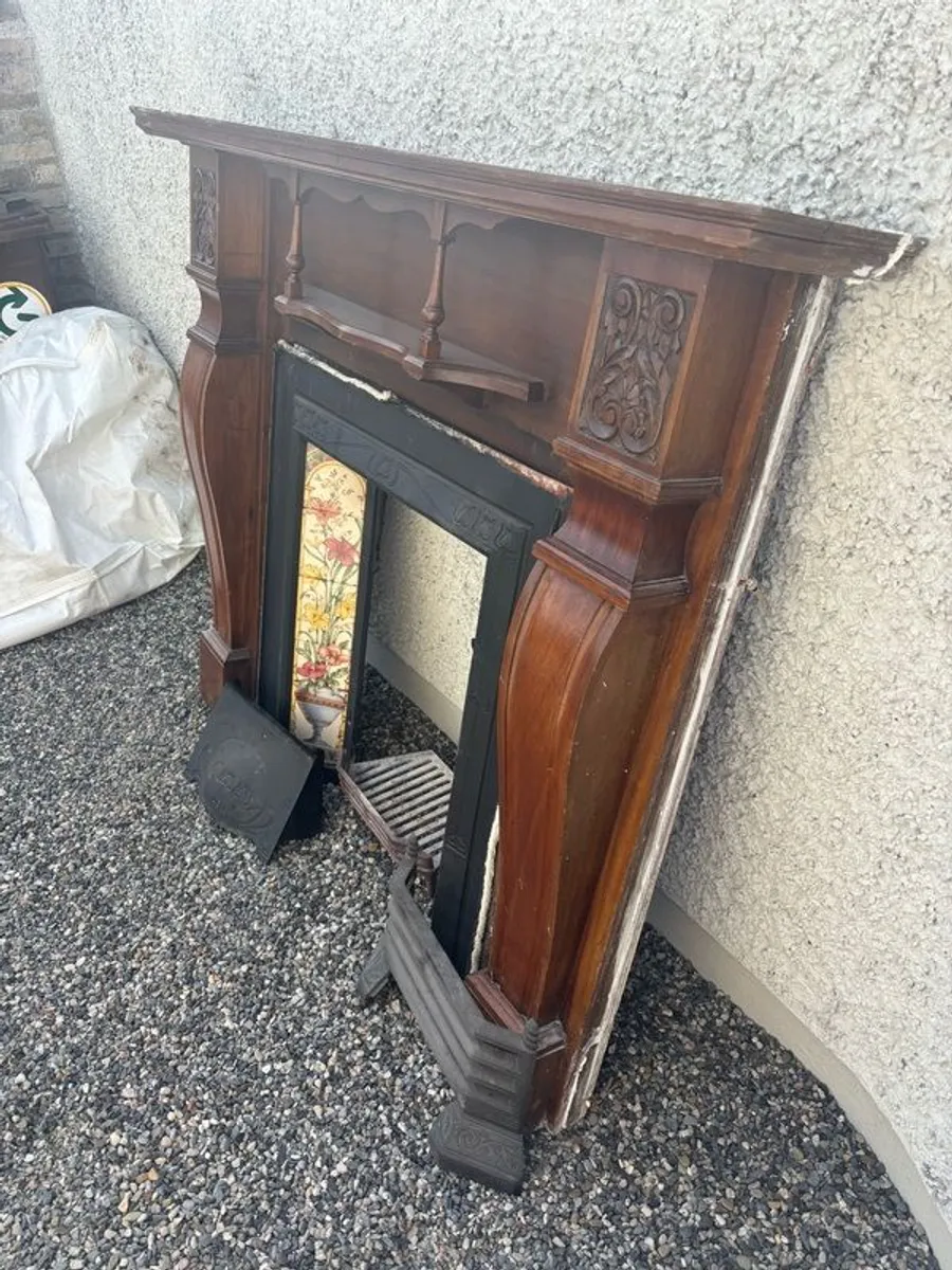 Fireplace Surround with Cast Iron Insert and Tiles - Image 3