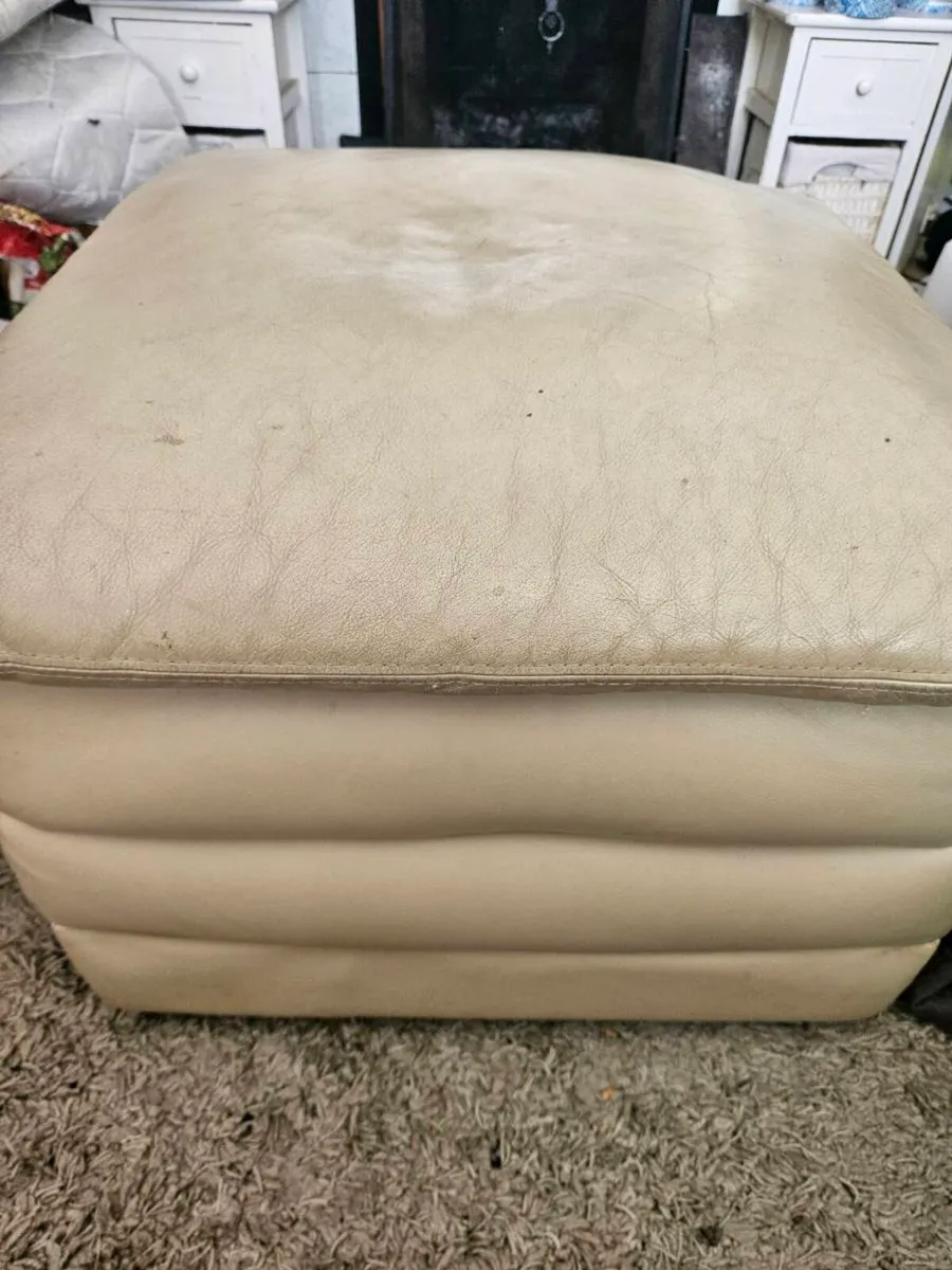 Cream Italian leather Couch - Image 1