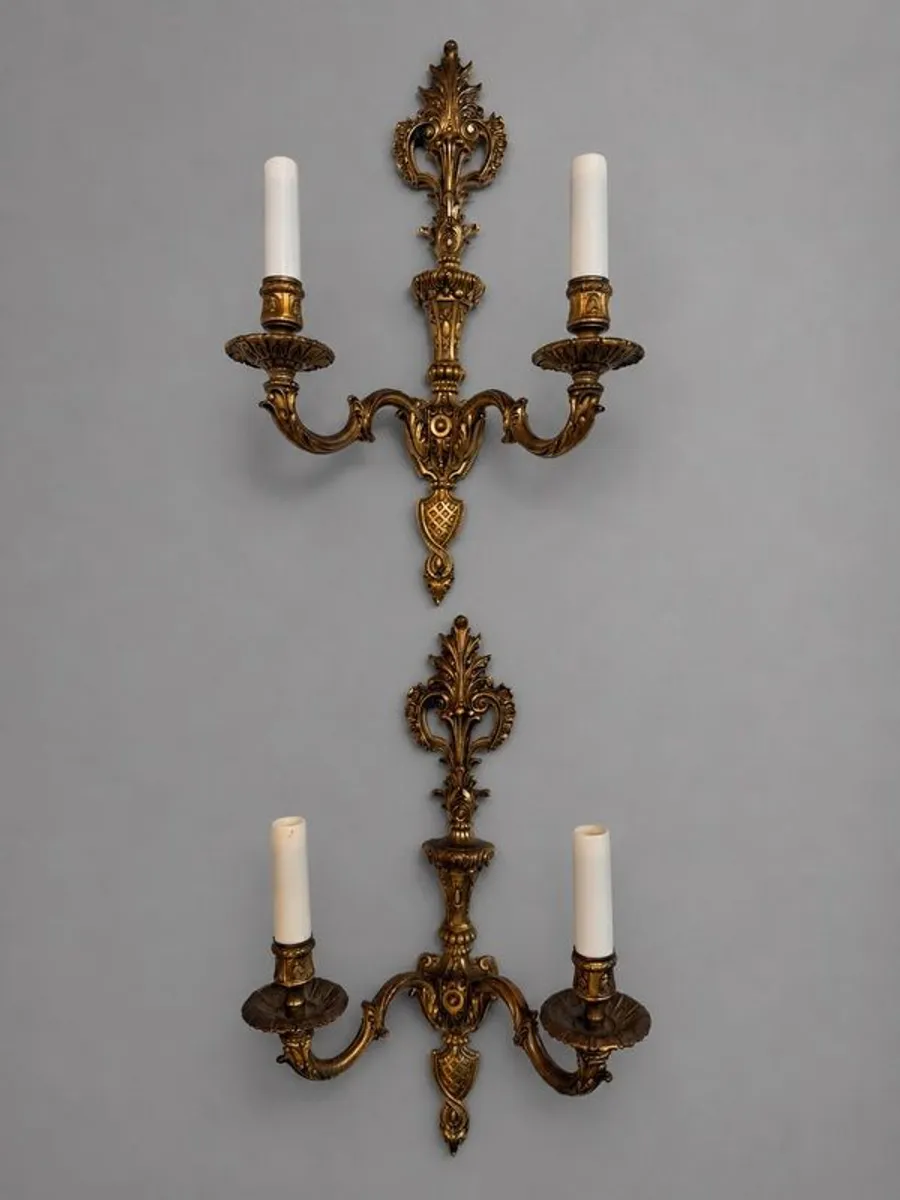Elegant Antique French Bronze Sconces - Image 1