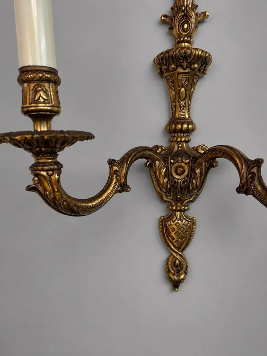 Elegant Antique French Bronze Sconces - Image 3