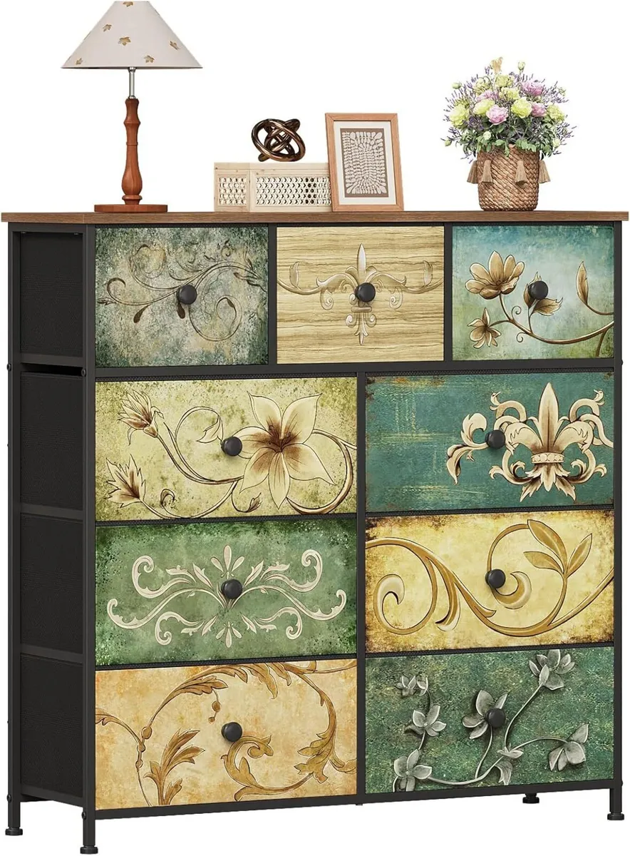 Dresser with Drawer for Bedroom 9 Fabric Drawers - Image 1