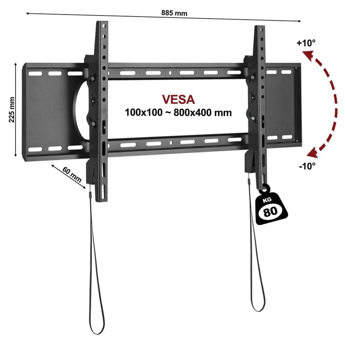 Tv Wall Mount Bracket Flat Tilt 45-90" - Image 1