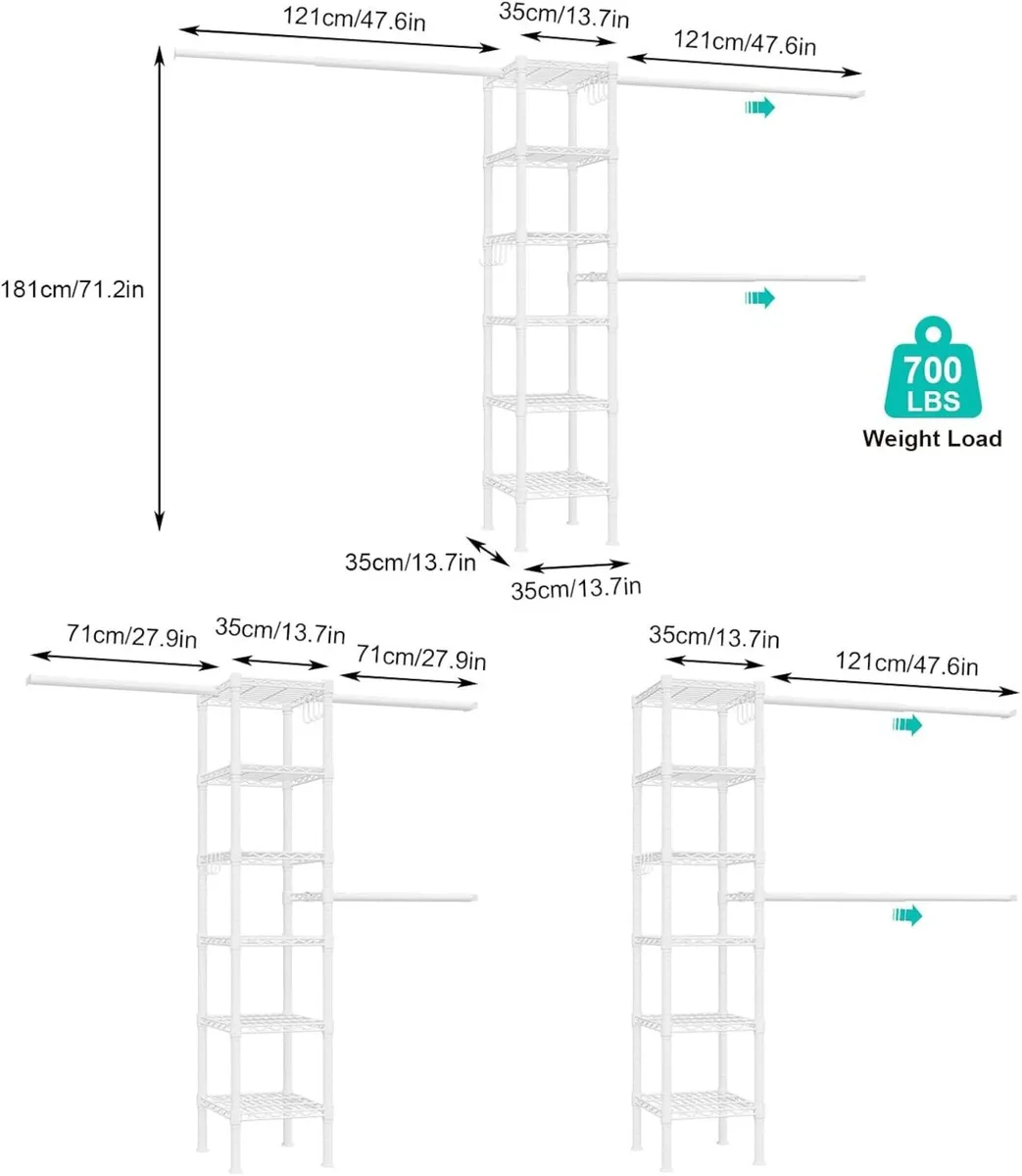 Telescopic Garment Rack Wall Mounted Coat Hanging - Image 3