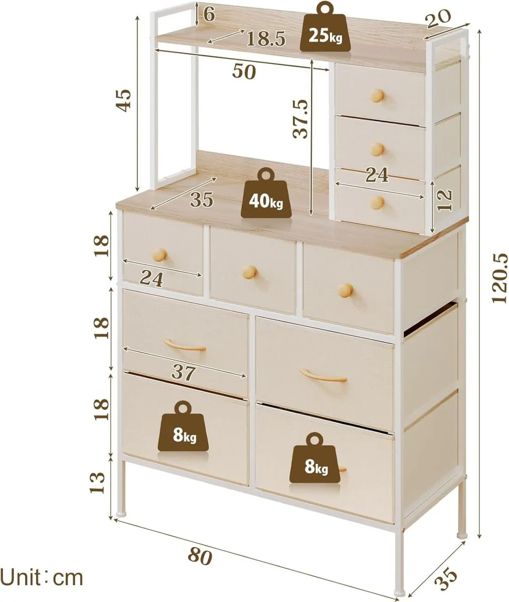 Chest of Drawers for Bedroom 80cm Wide Dressing - Image 2