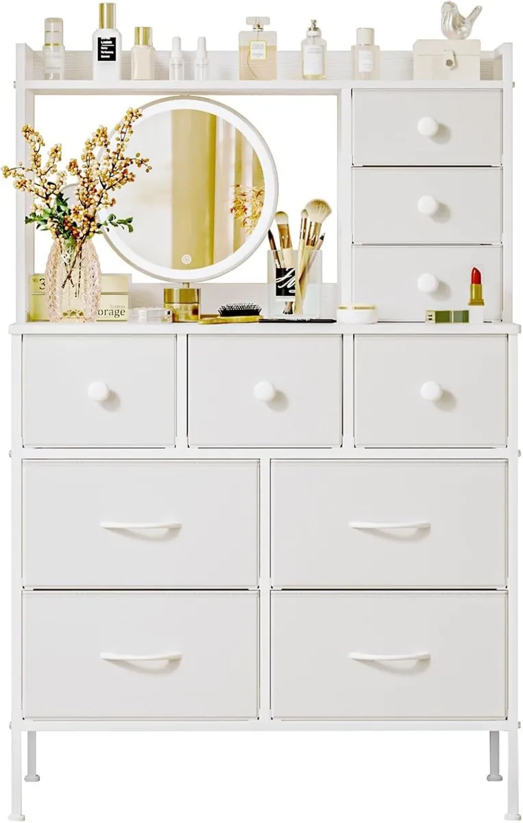White Chest of Drawers Bedroom 10 Cabinet Large - Image 3
