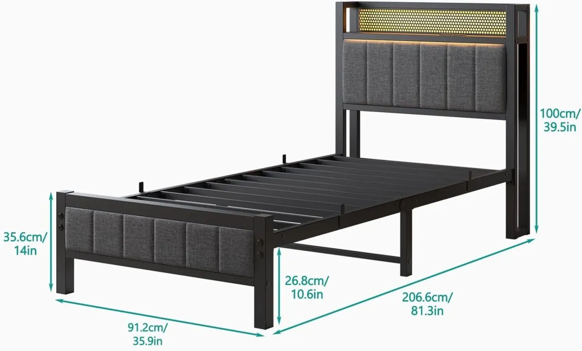 Single Bed Frames with Storage Headboard and - Image 2
