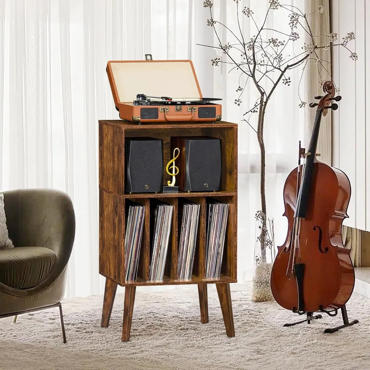 Record Player Stand Turntable Hold Up To 160 - Image 2