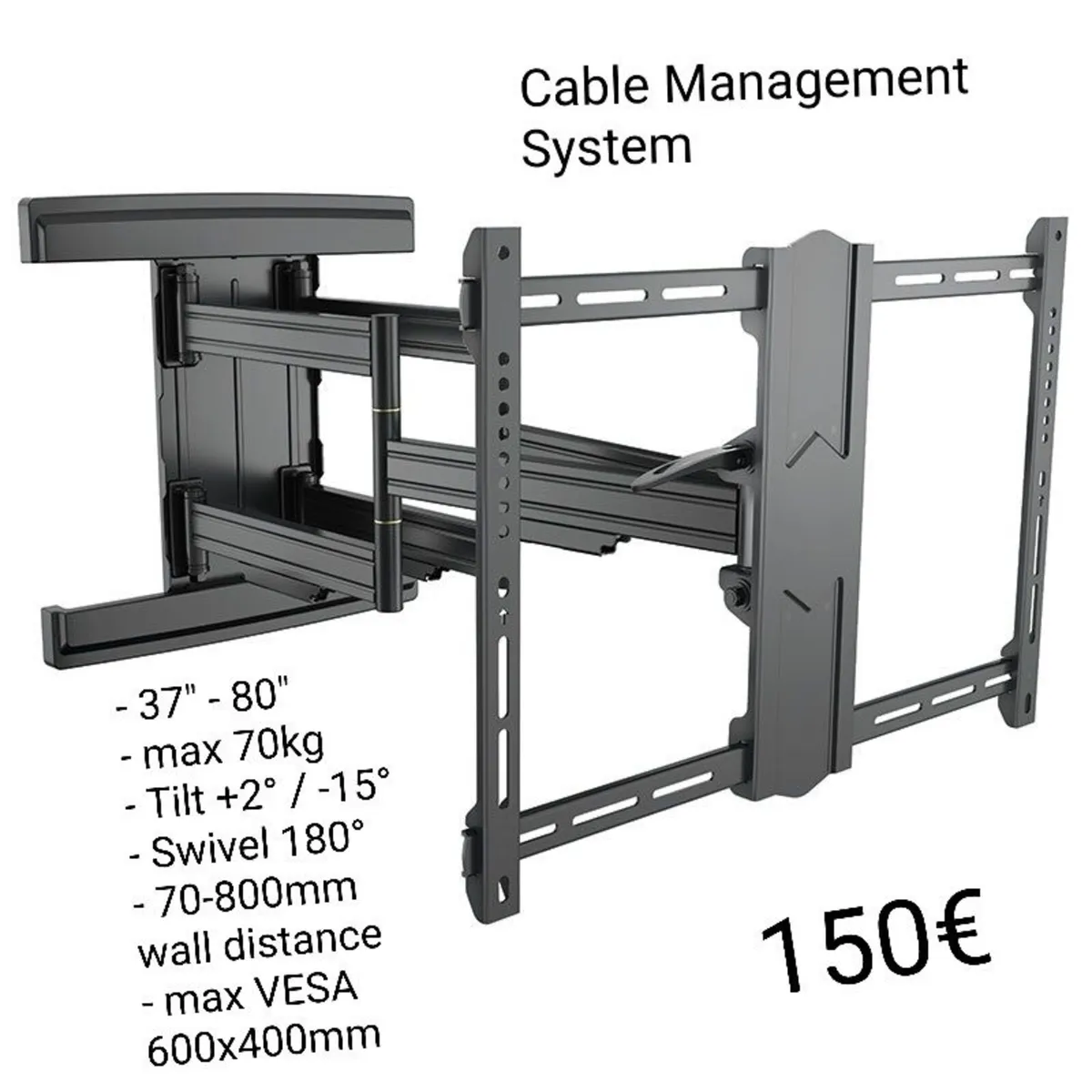 Tv Wall Mount Bracket Tilt Swivel Long Arm 37-80" - Image 1
