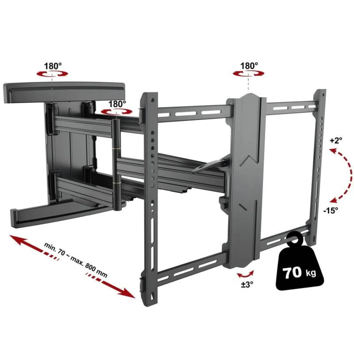 Tv Wall Mount Bracket Tilt Swivel Long Arm 37-80" - Image 2