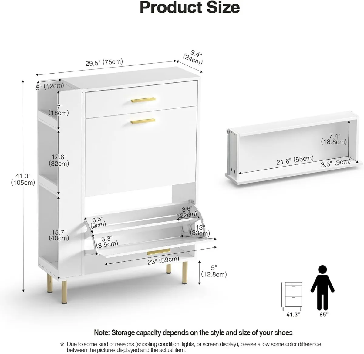 Shoe Storage Cabinet Modern with 2 Flip Hidden - Image 2