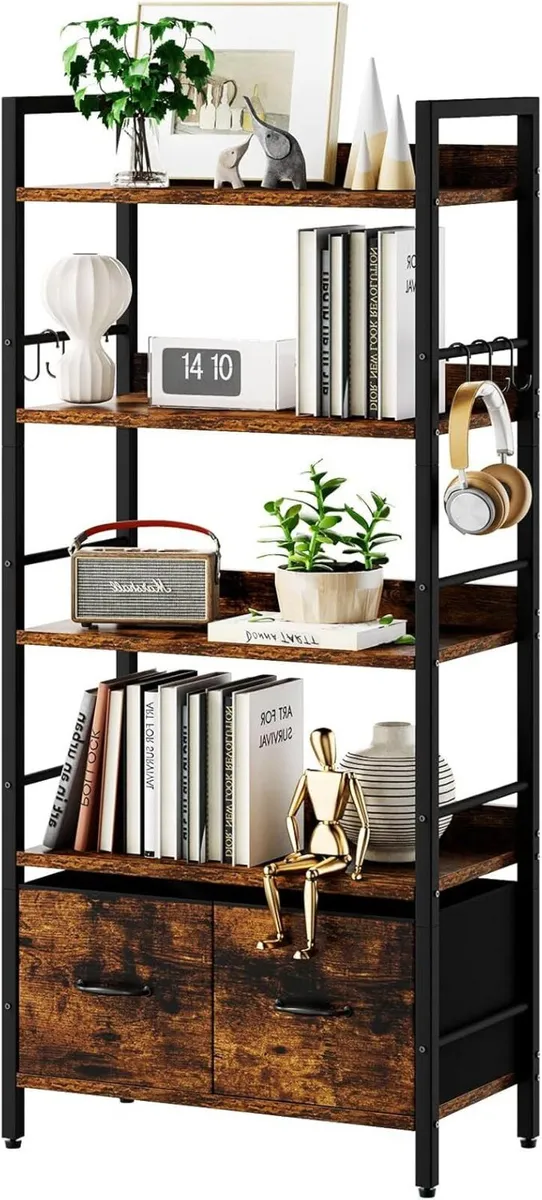 Bookshelf 5 Tier Bookshelves With 2 Fabric Cloth - Image 1