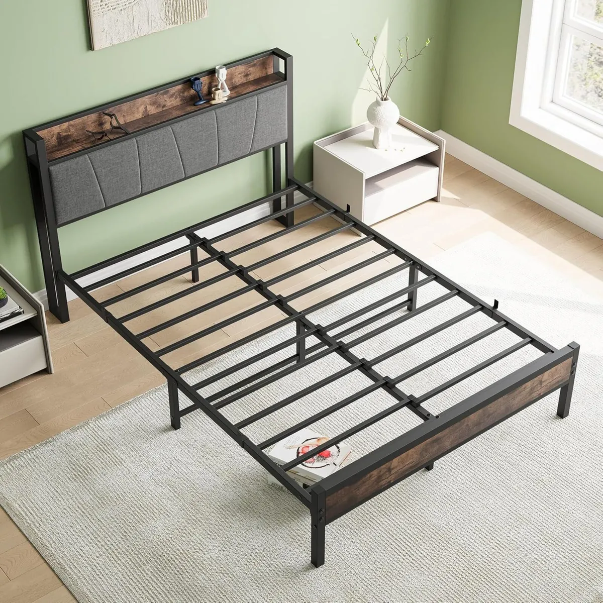 Double Bed Frames with Storage Headboard Heavy - Image 4