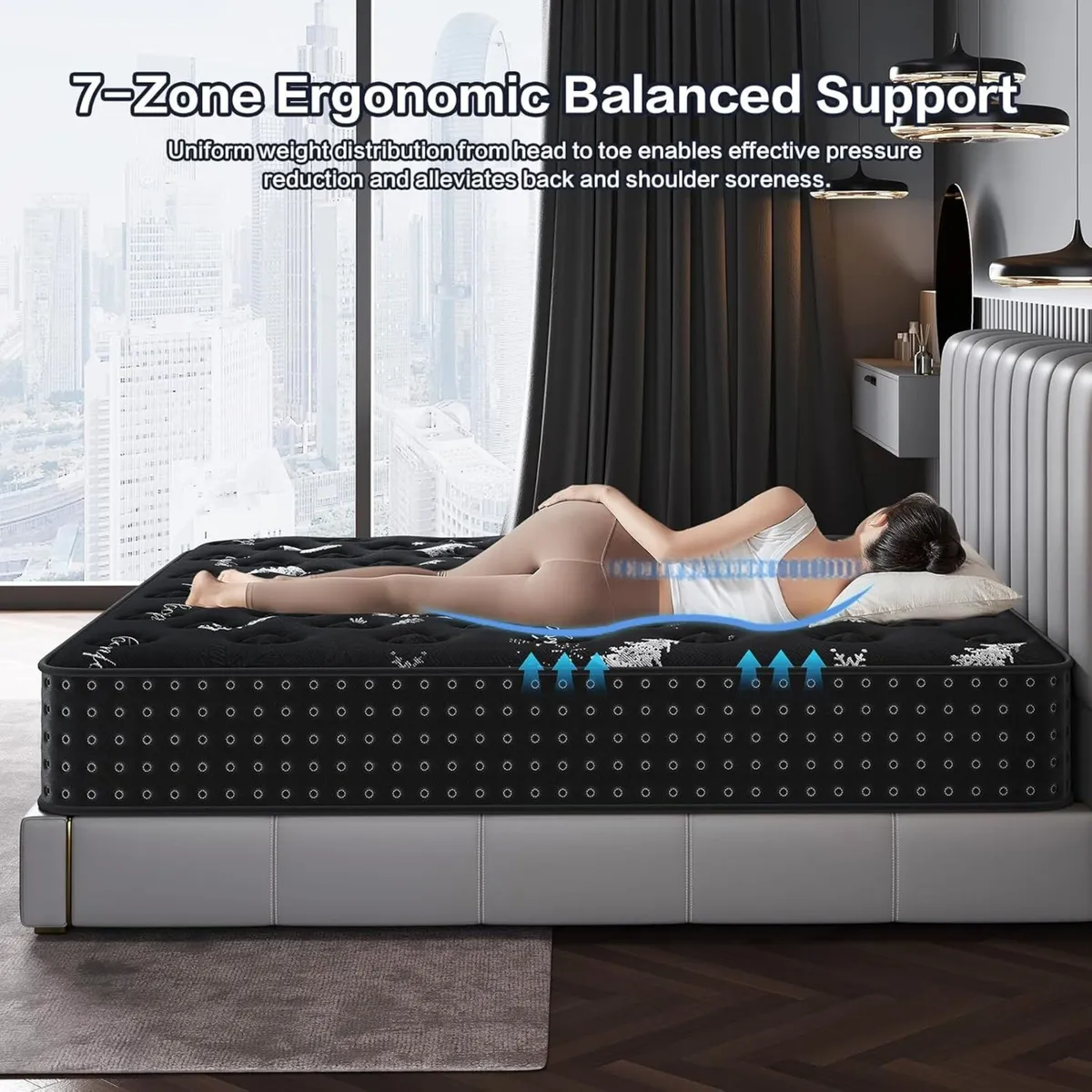 Single Mattress 10 Inch Memory Foam Bed 7 Zone - Image 3