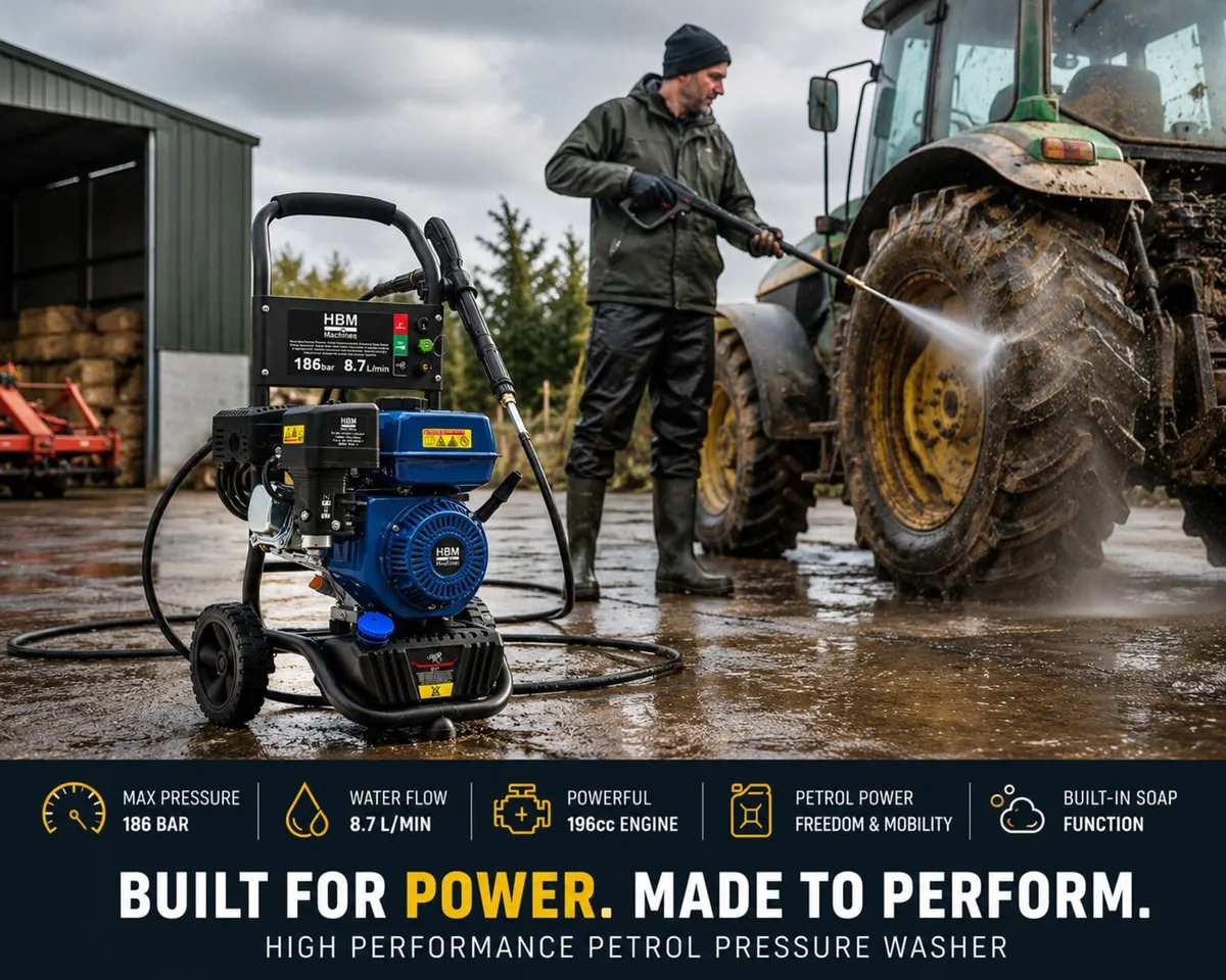 Petrol Pressure Washer 186 Bar 196cc High Power Je - Image 1