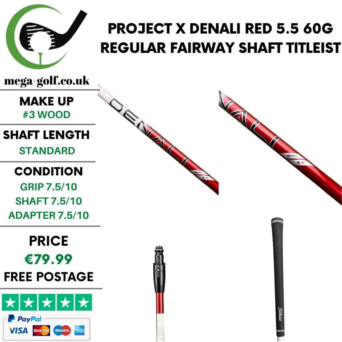 Project X Denali Red 5.5 60g Regular #3 Wood Shaft - Image 1