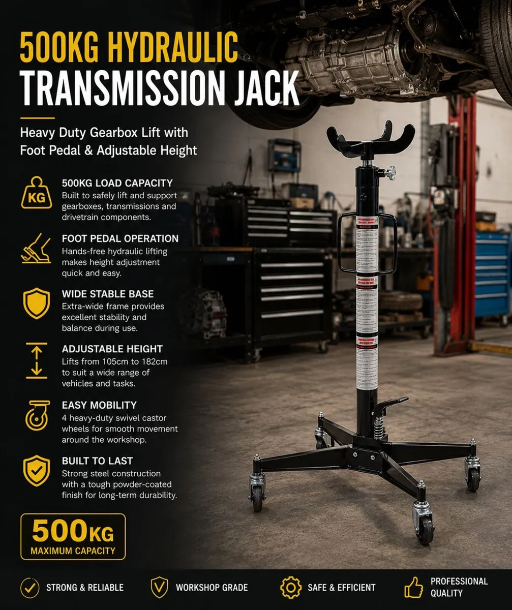 500KG Hydraulic Transmission Jack Heavy Duty Gearb - Image 1