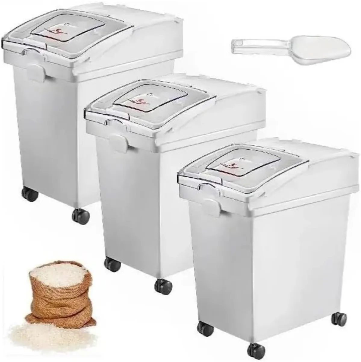 3 Pack 25L Dry Food Storage Bins with Scoop - Image 1