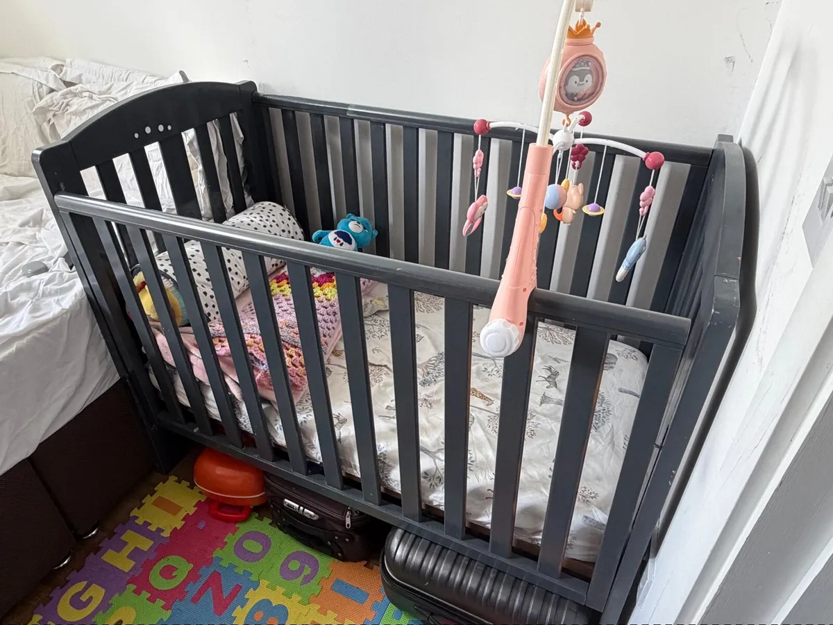 Baby Crib + Coconut Fiber Mattress + Mobile + more - Image 3