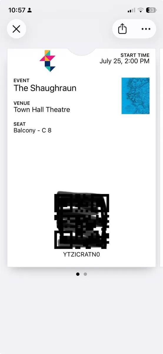 Galway arts festival ticket for Druid play