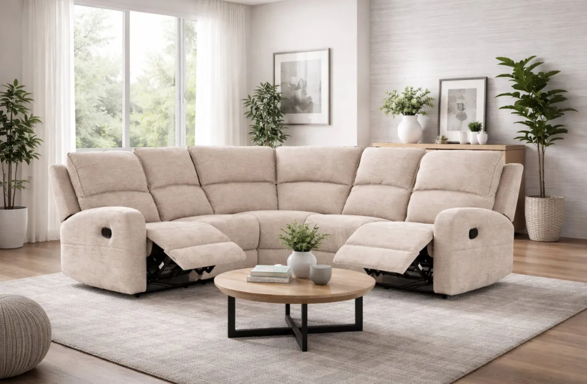 New Paris Beige Corner Sofa Recliner - Image 1