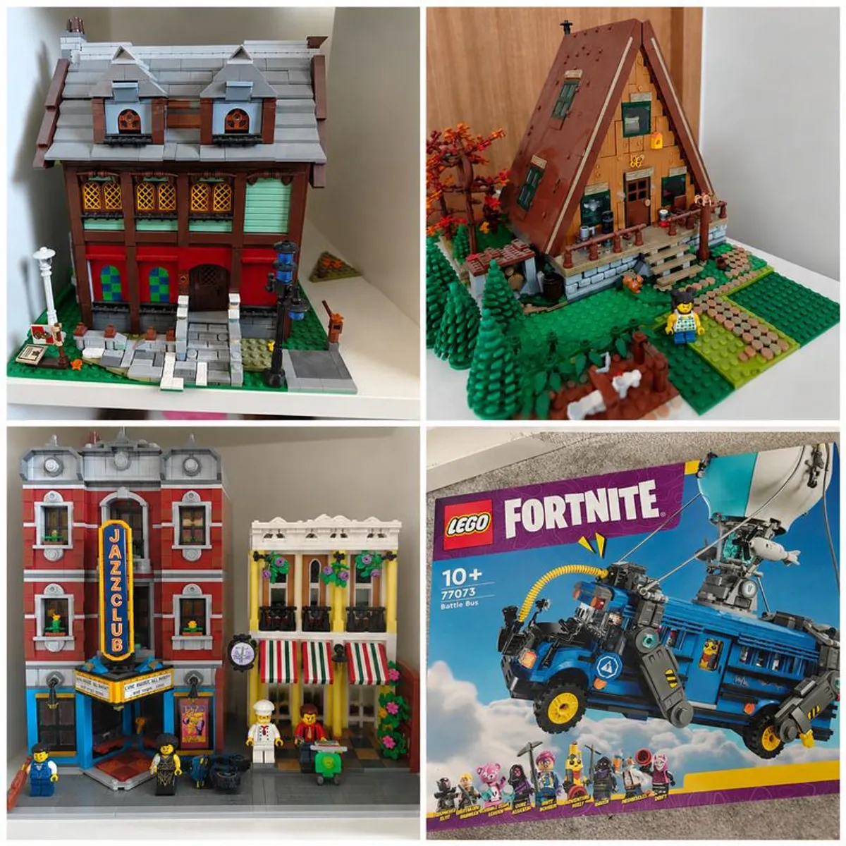 Lego Set Collection - Jazz Club, A-Frame Cabin, Haunted House & FN Battle Bus - Image 1