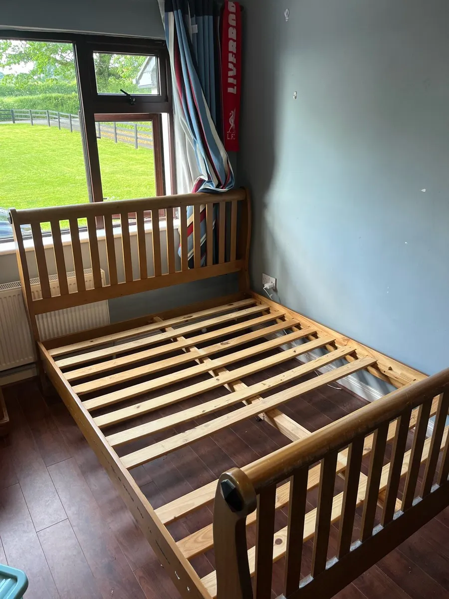 Hard wood Bed Frame + Matching  Locker & Dresser - Image 2
