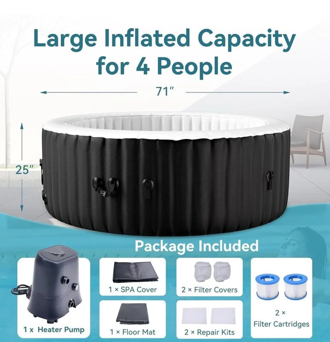 New 4-5 Person Hot Tub with LED lights - Image 2