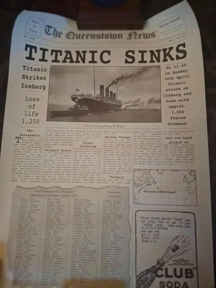 Queenstown News" Titanic Commemorative Edition - Image 1