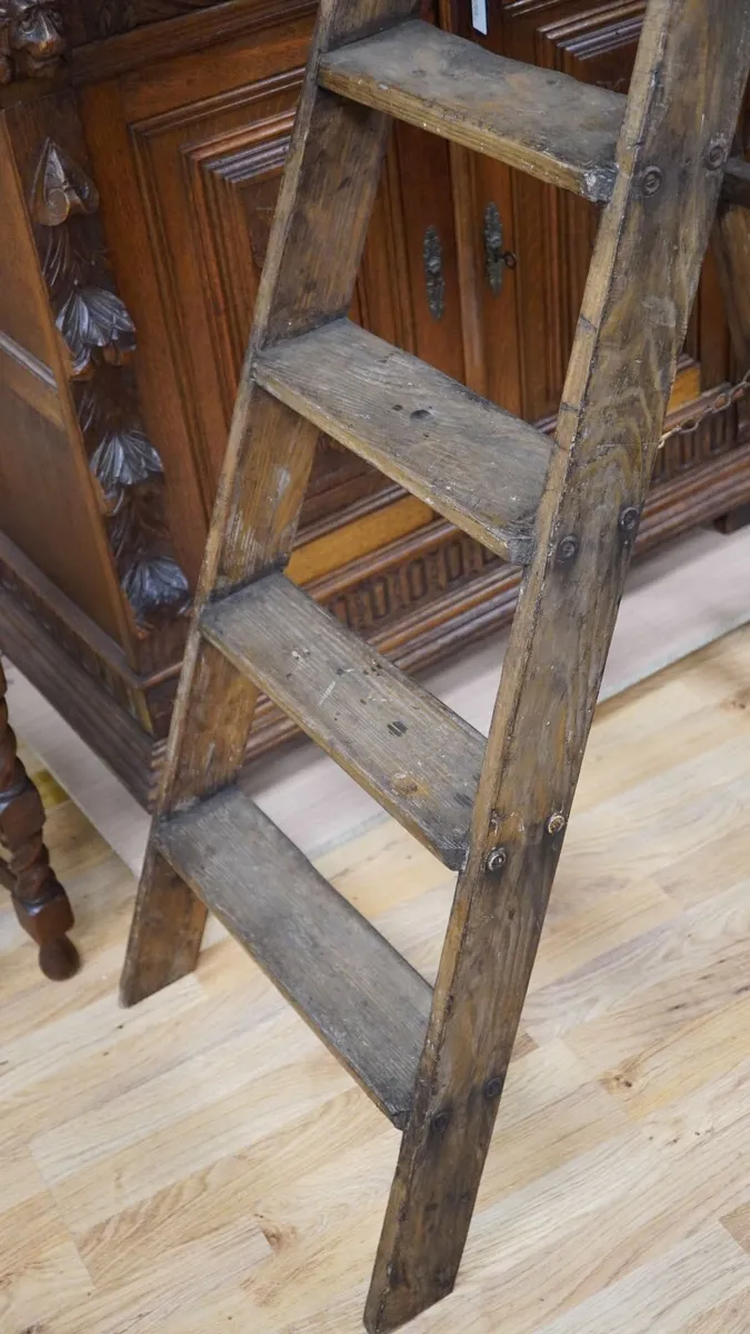 French Antique Library / Artists Step Ladder - Image 3