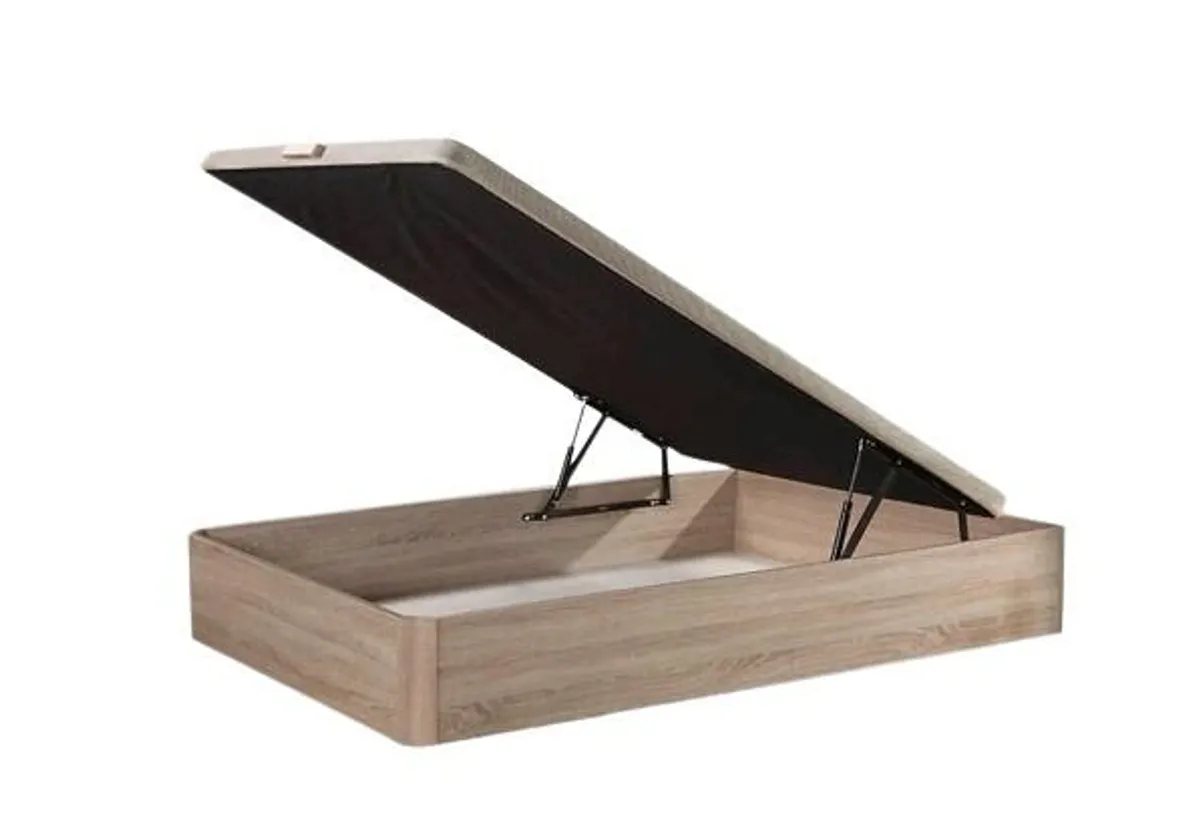 Oak Ottoman Storage Bed Stylish Space, Double size - Image 3