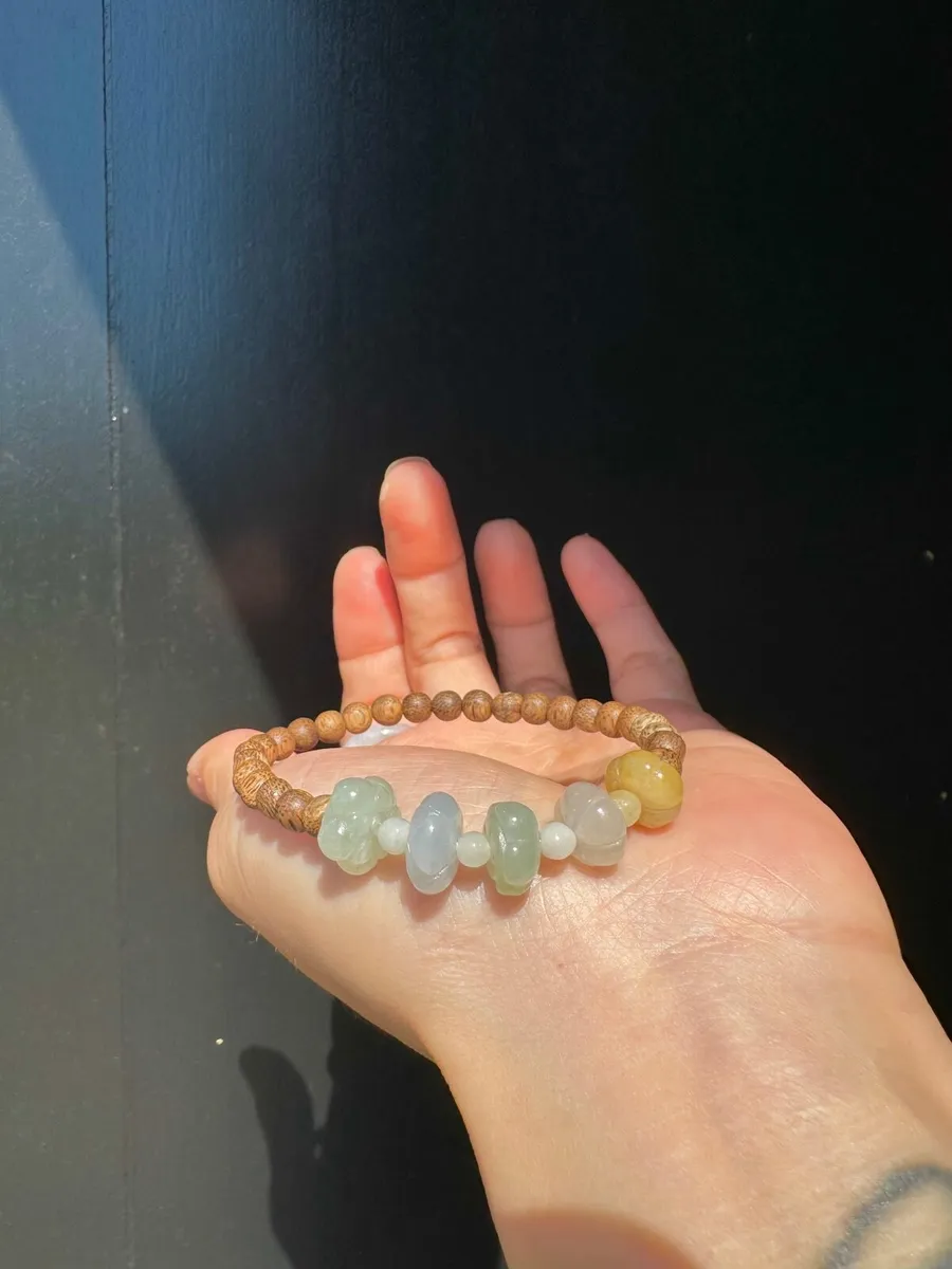 Agarwood mix Jadeite Jade Bracelet - Image 1