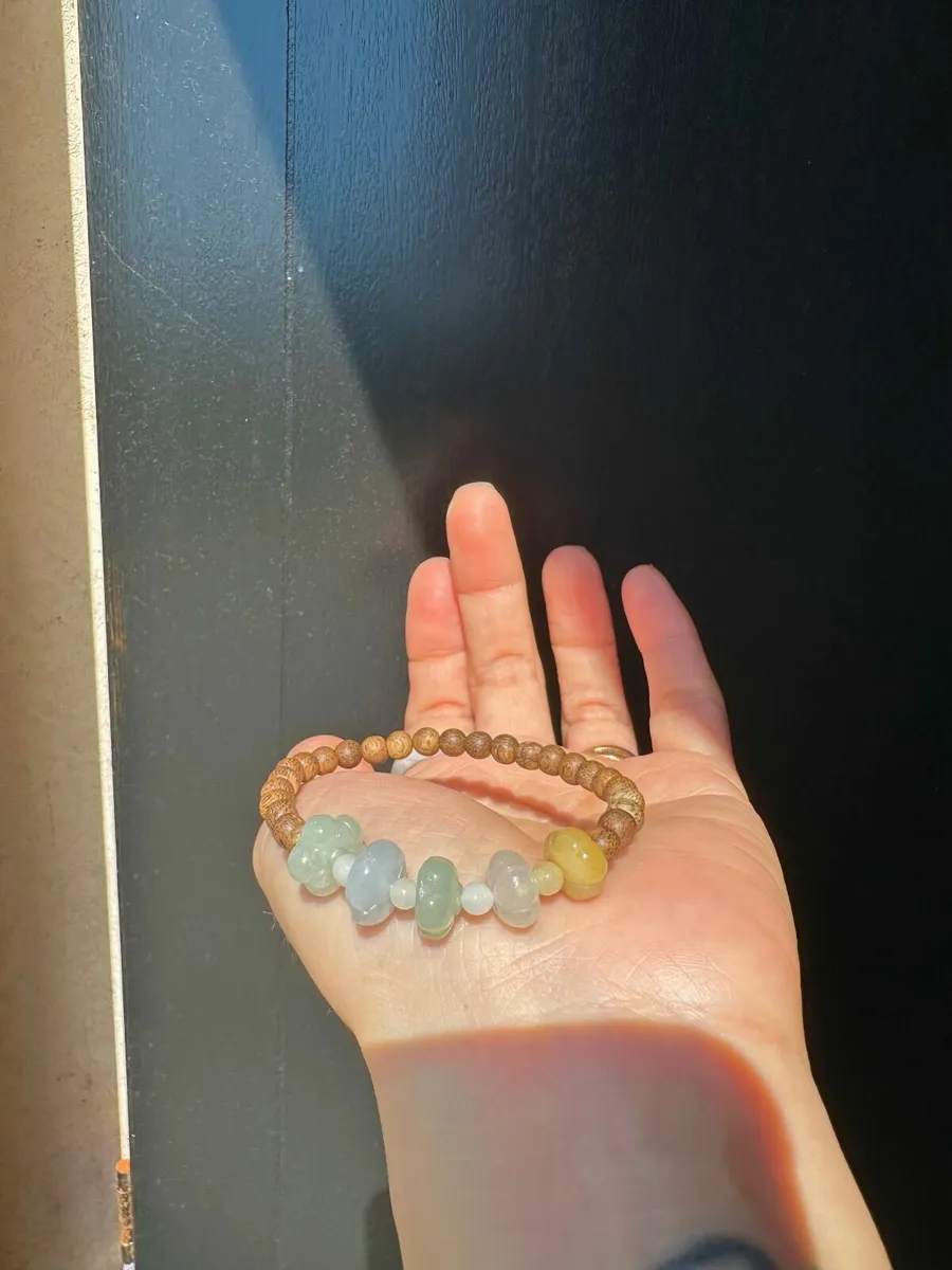 Agarwood mix Jadeite Jade Bracelet - Image 2