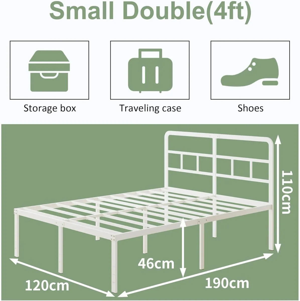 Small Double Bed Frame with Curved Headboard - Image 2