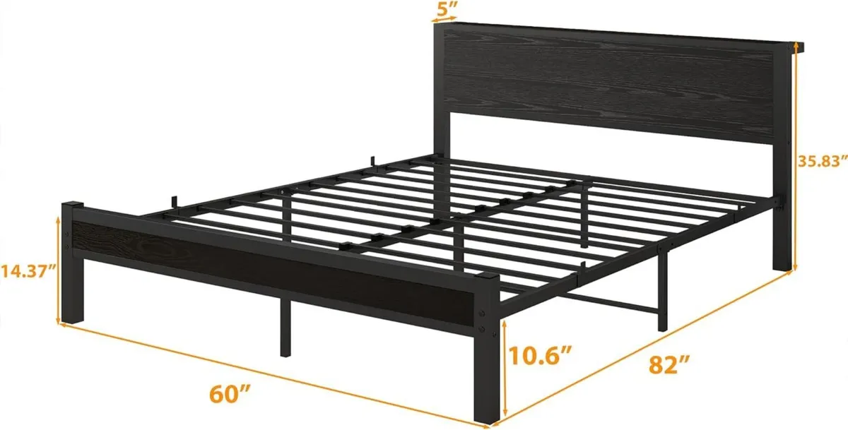 King Size Bed Frame with Wooden Storage Headboard - Image 2