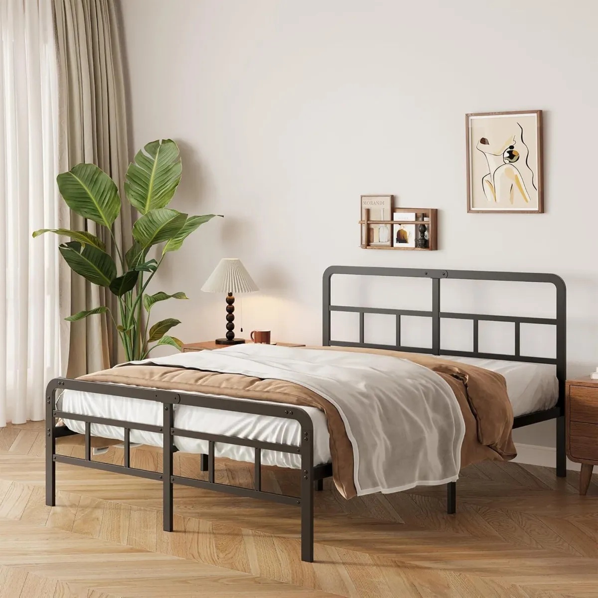 Small Double Bed Frame with Headboard and - Image 1