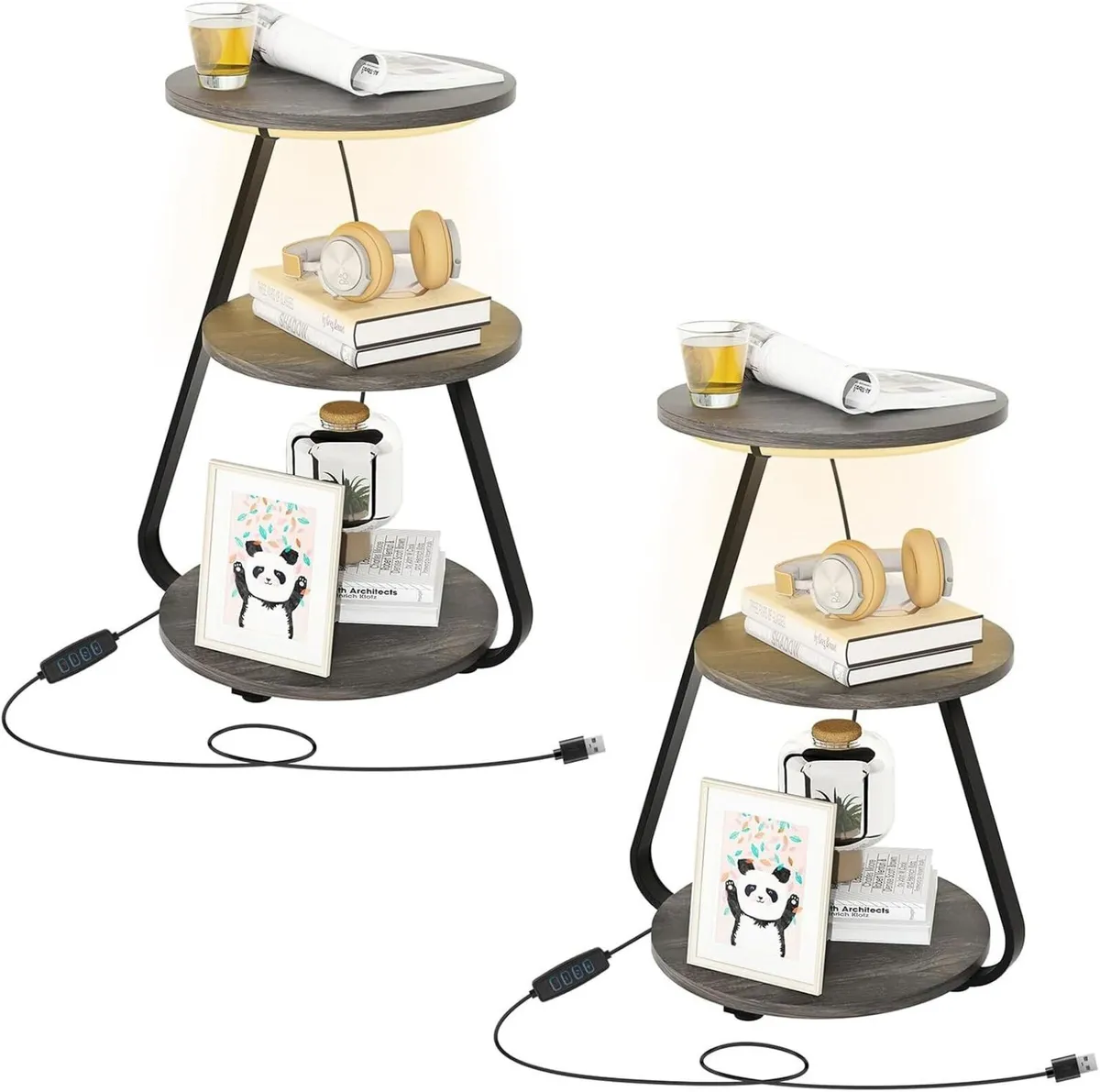 Side Table Set of 2 Bedside Small Coffee with 3 - Image 1