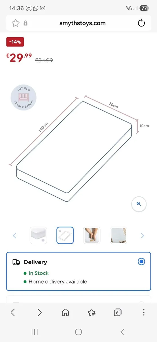 Baby Elegance Cot Bed Mattress - Image 3