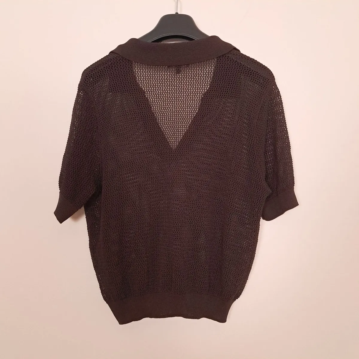 Massimo Dutti Brown Open Knit Mesh Top Size S - Image 3