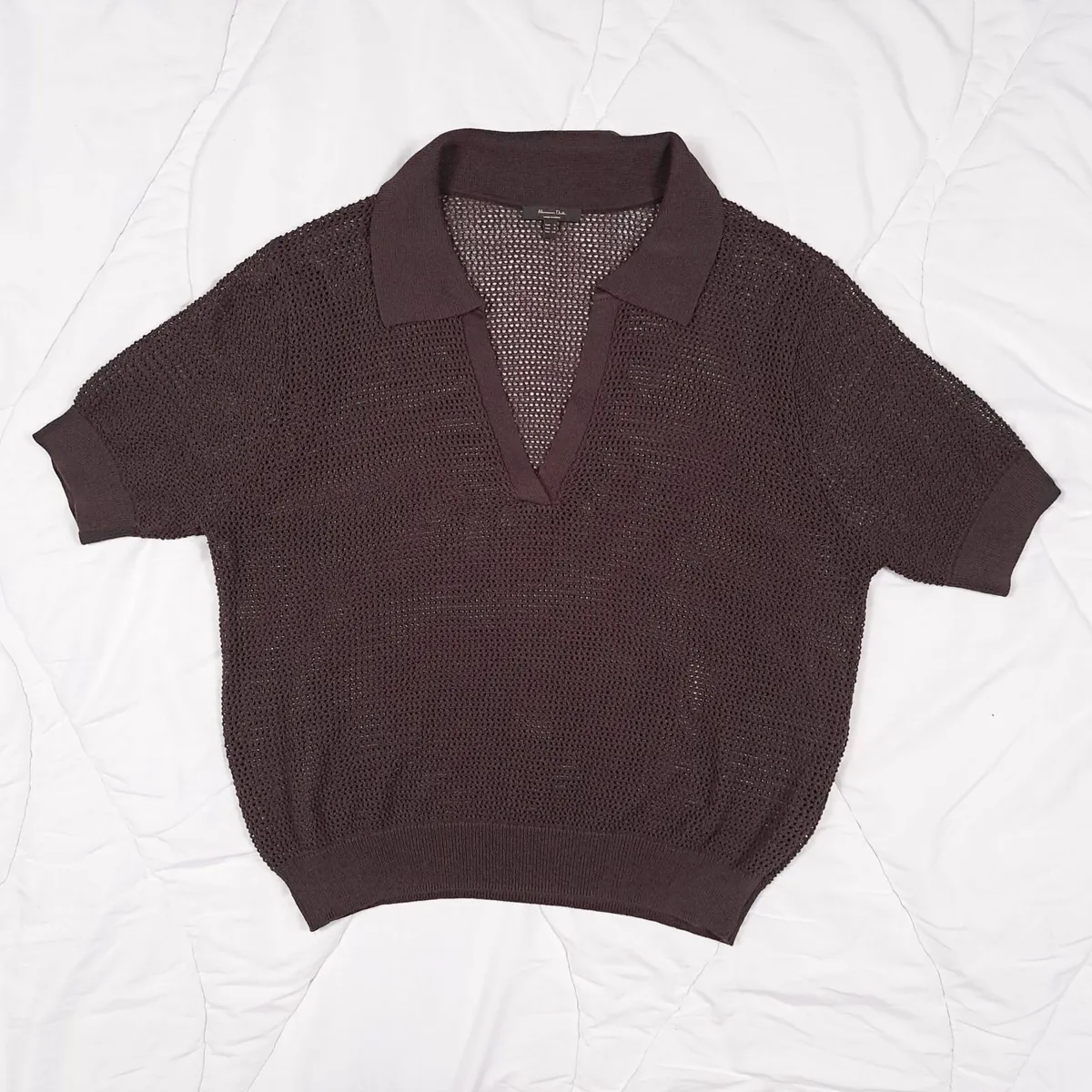 Massimo Dutti Brown Open Knit Mesh Top Size S - Image 2