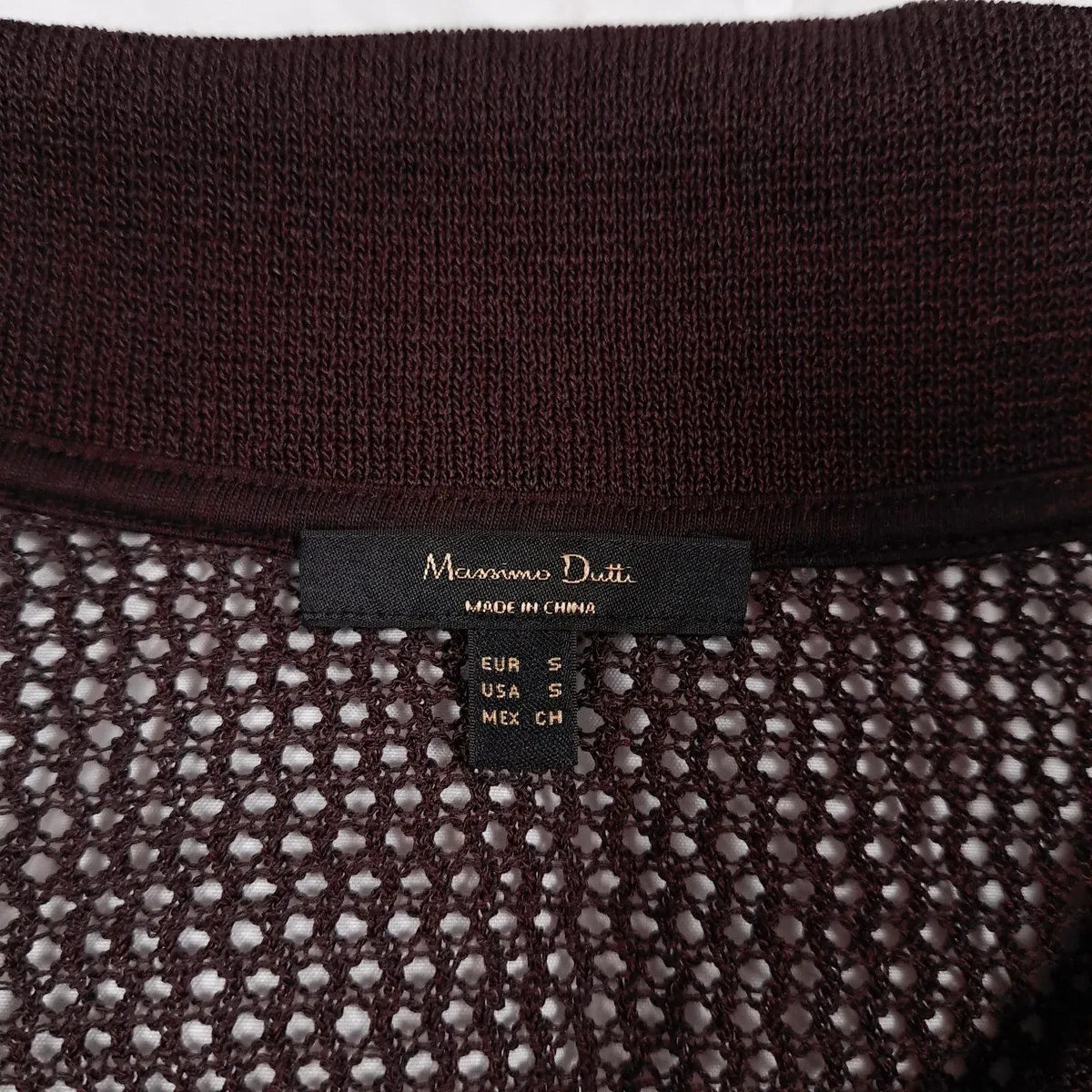 Massimo Dutti Brown Open Knit Mesh Top Size S - Image 4