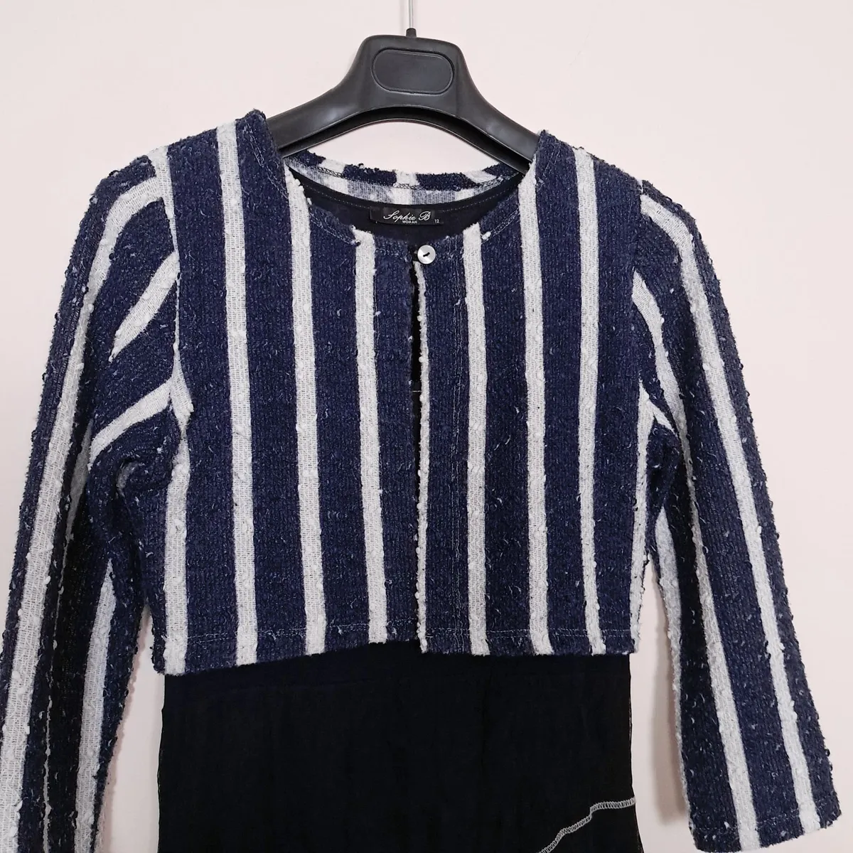 Sophie B Navy Bolero Cardigan Mesh Midi Dress 12UK - Image 3