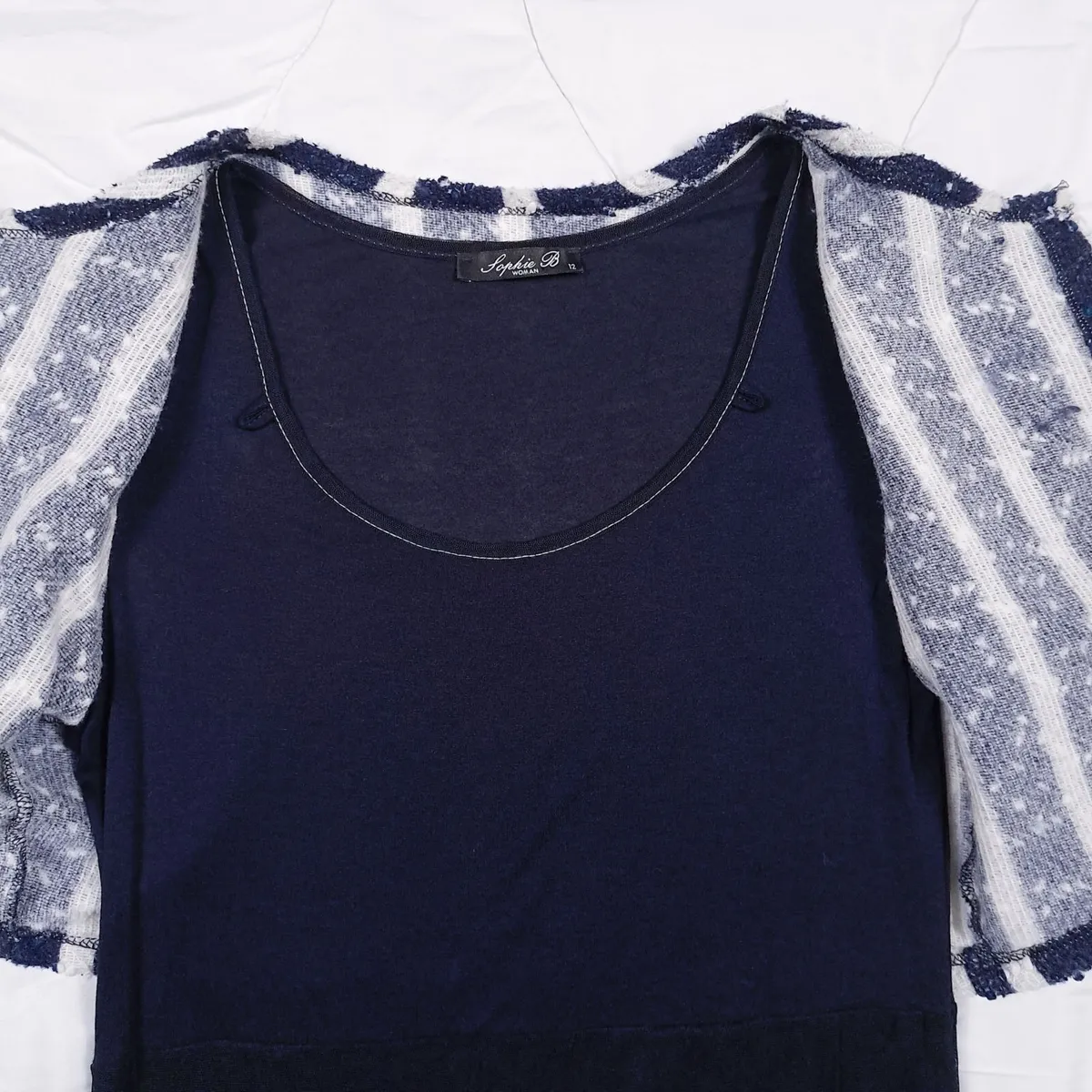 Sophie B Navy Bolero Cardigan Mesh Midi Dress 12UK - Image 4