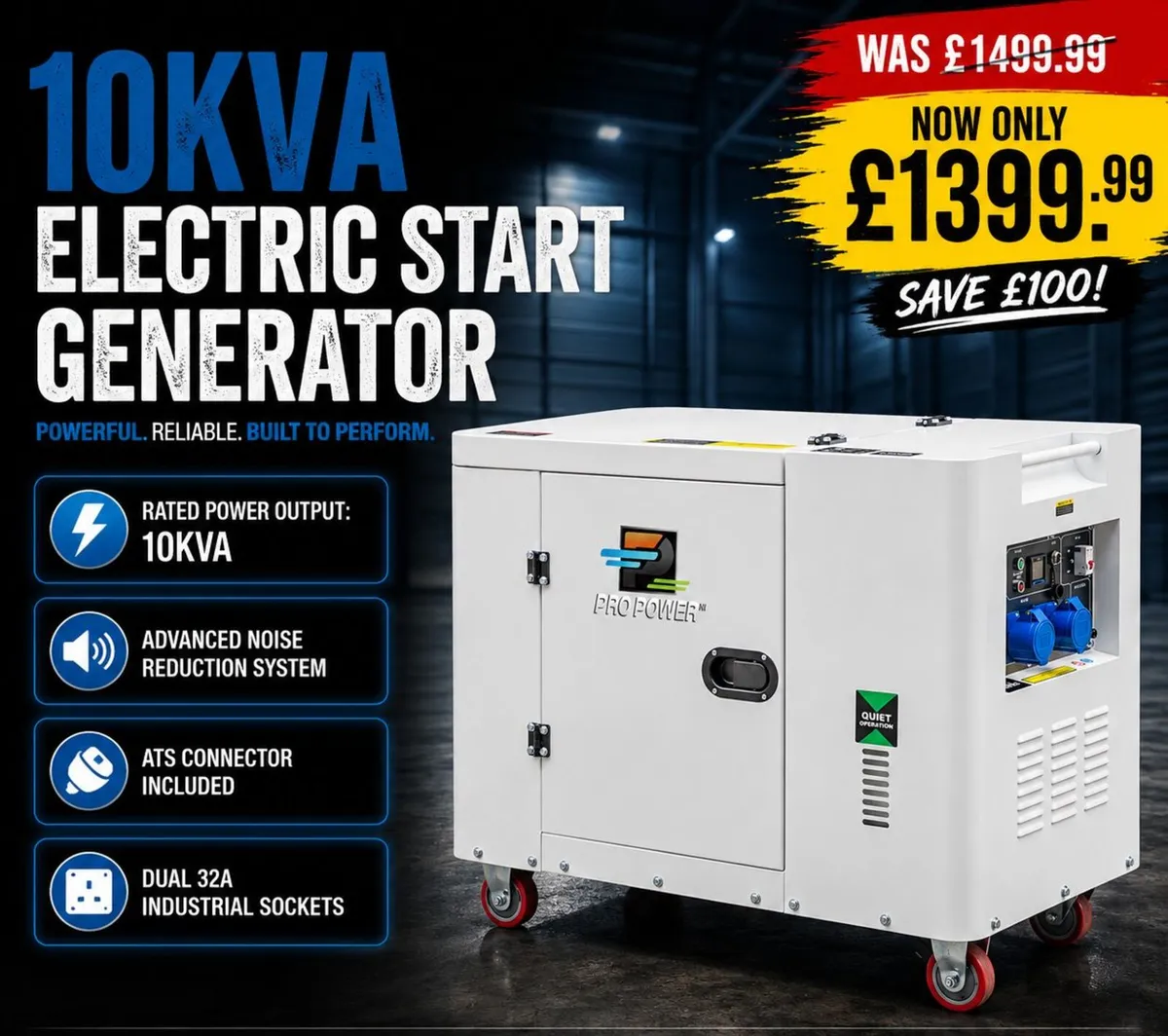 10KVA Semi-Enclosed Quiet Diesel Generator - Image 1