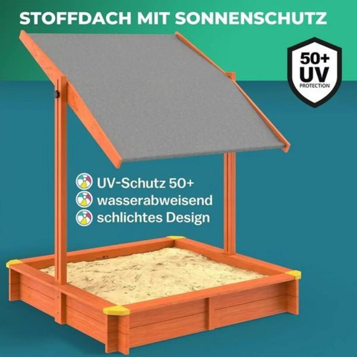 Sandpit Sand box wooden sandpit with Sun Canopy UV - Image 2