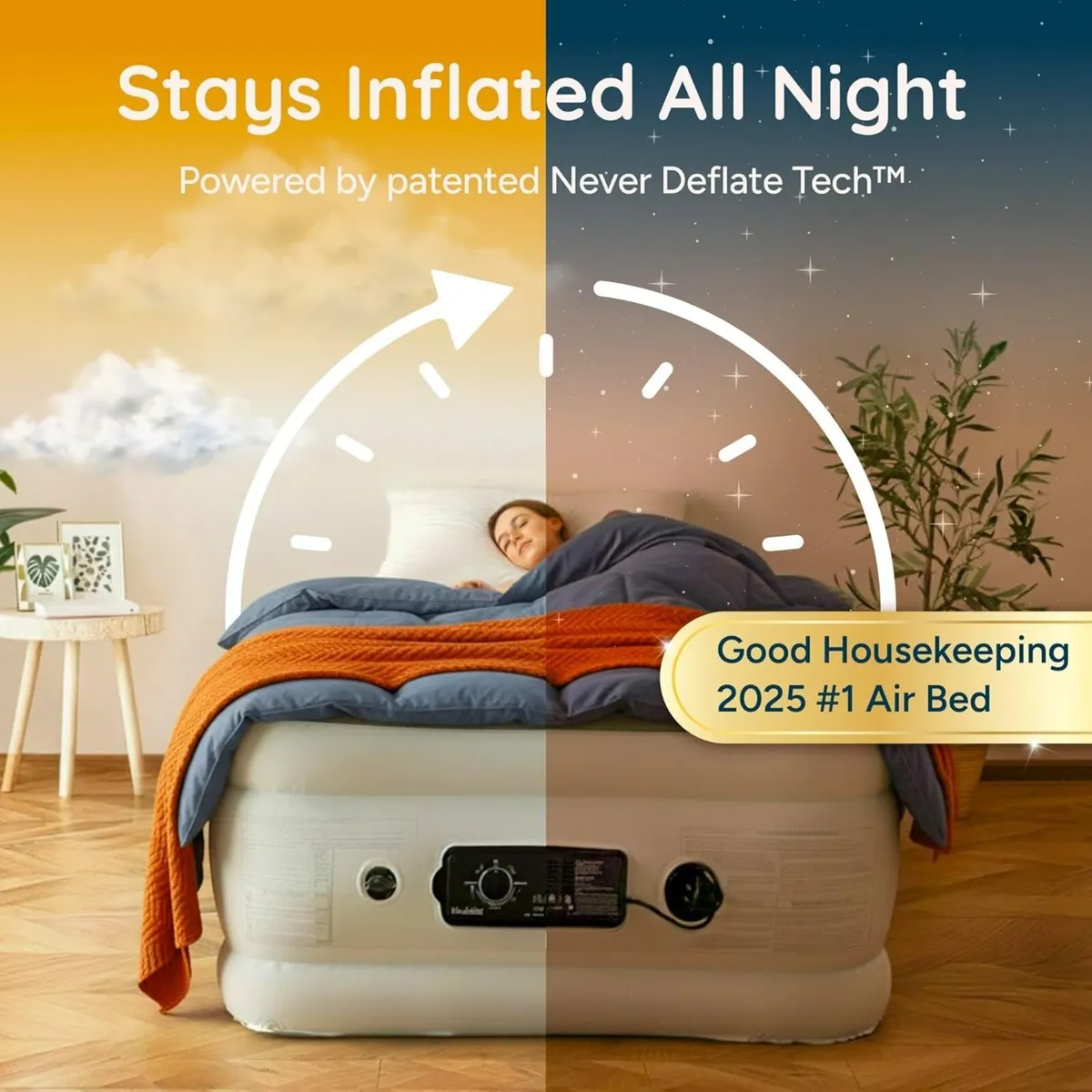 NEVER DEFLATE™ Luxury Air Bed Single with Built - Image 2
