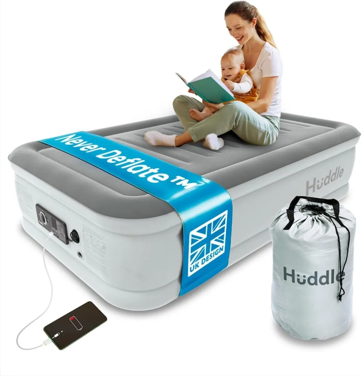 NEVER DEFLATE™ Luxury Air Bed Single with Built - Image 1