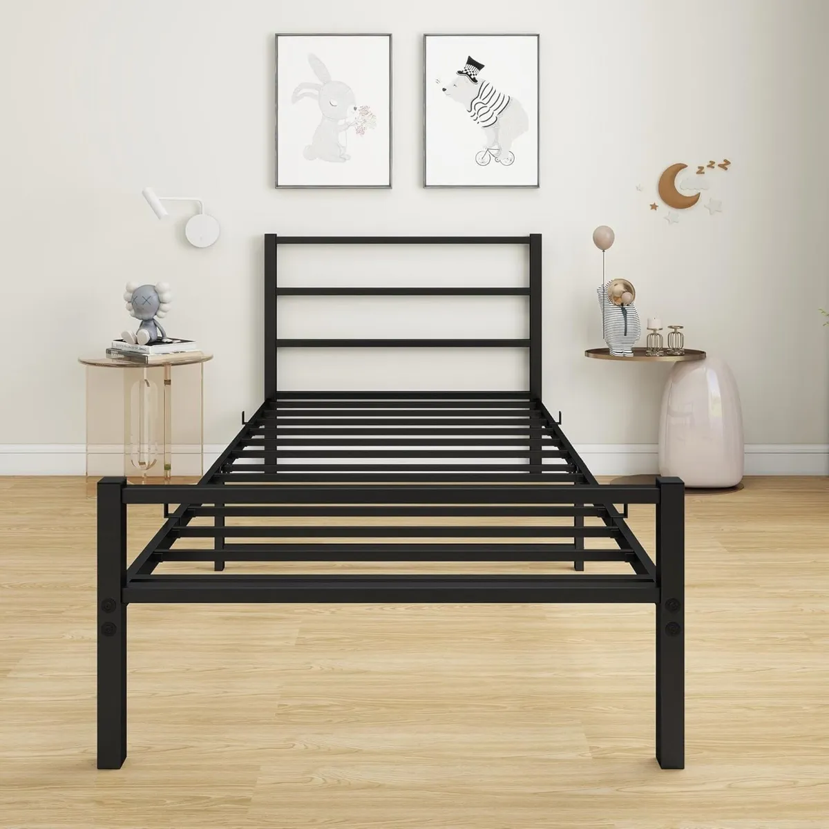 Single Bed Frame with Storage 3ft Metal Headboard - Image 1