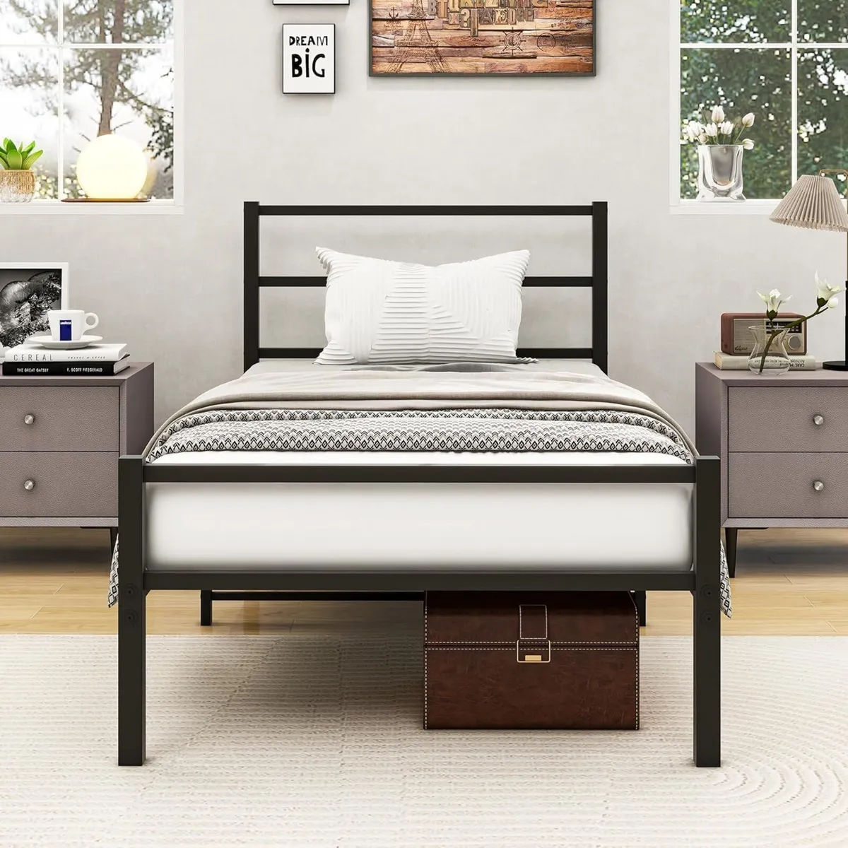 Single Bed Frame with Storage 3ft Metal Headboard - Image 4