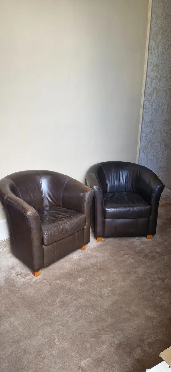 Brown Leather Armchairs