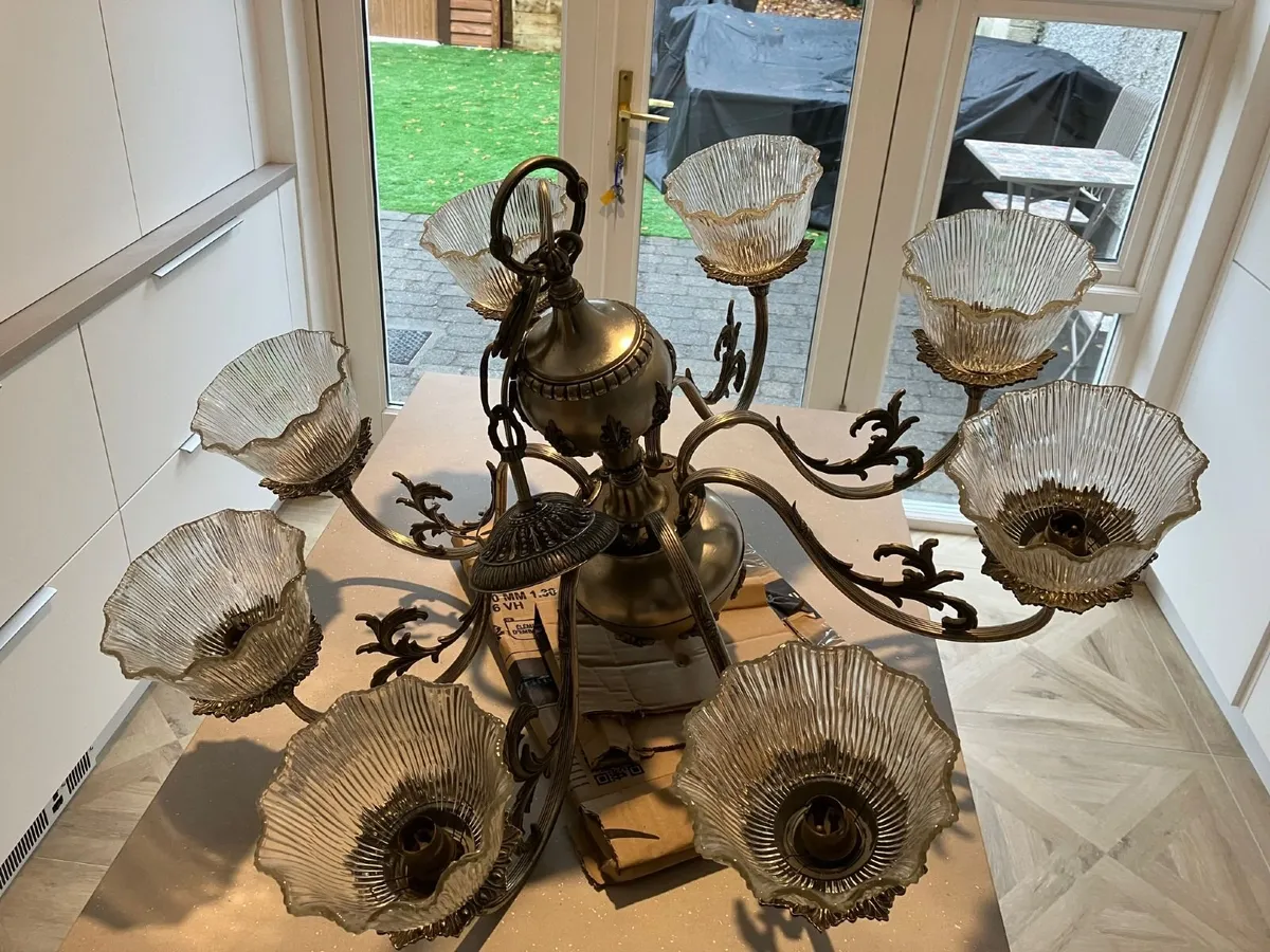 Vintage Spanish Silver-Finish 8 Arm Chandelier - Image 2